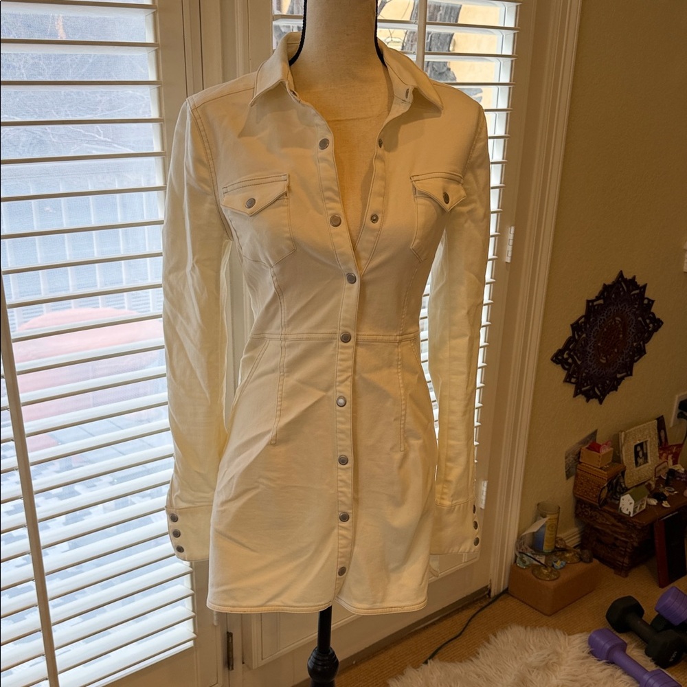 White Button-Up Shirt Dress